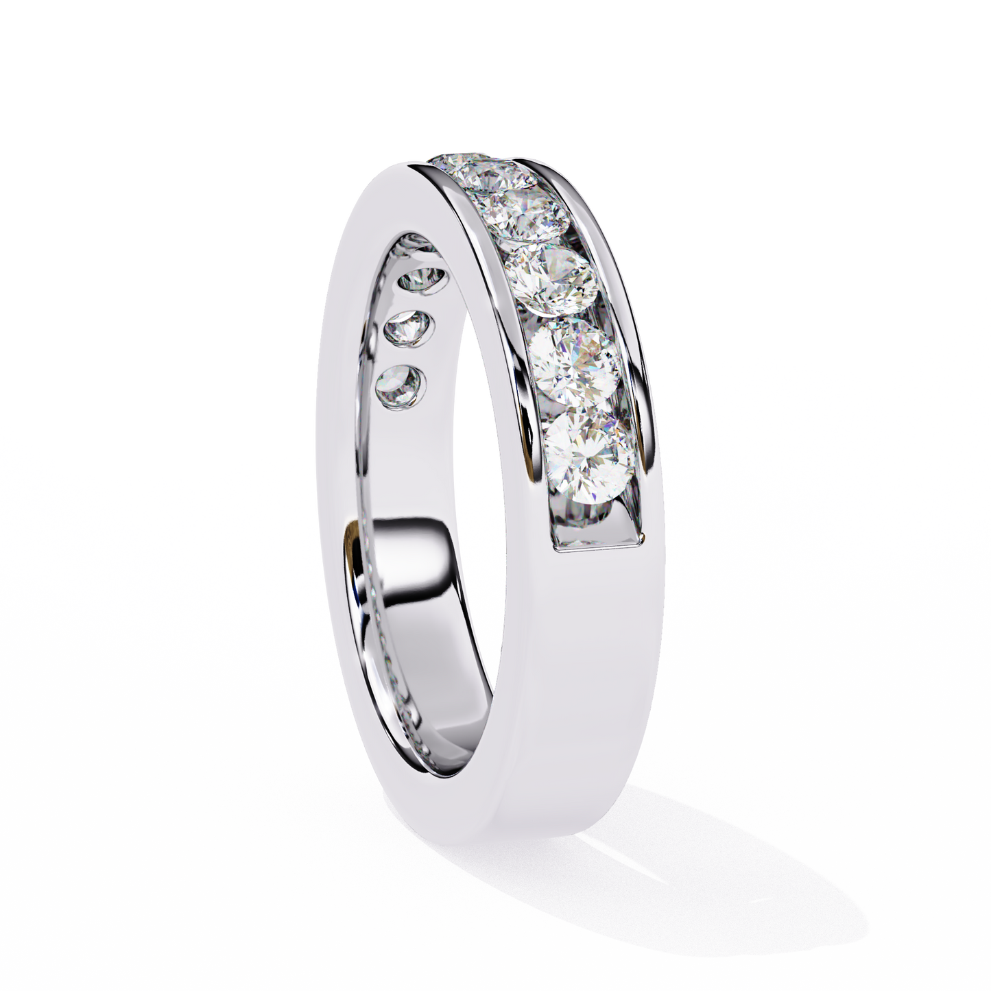 1.01 Carat Round Lab Grown Diamond Channel Set Half Eternity Band 14K Gold
