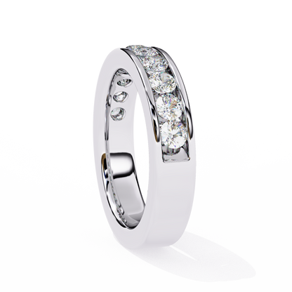 1.01 Carat Round Lab Grown Diamond Channel Set Half Eternity Band 14K Gold
