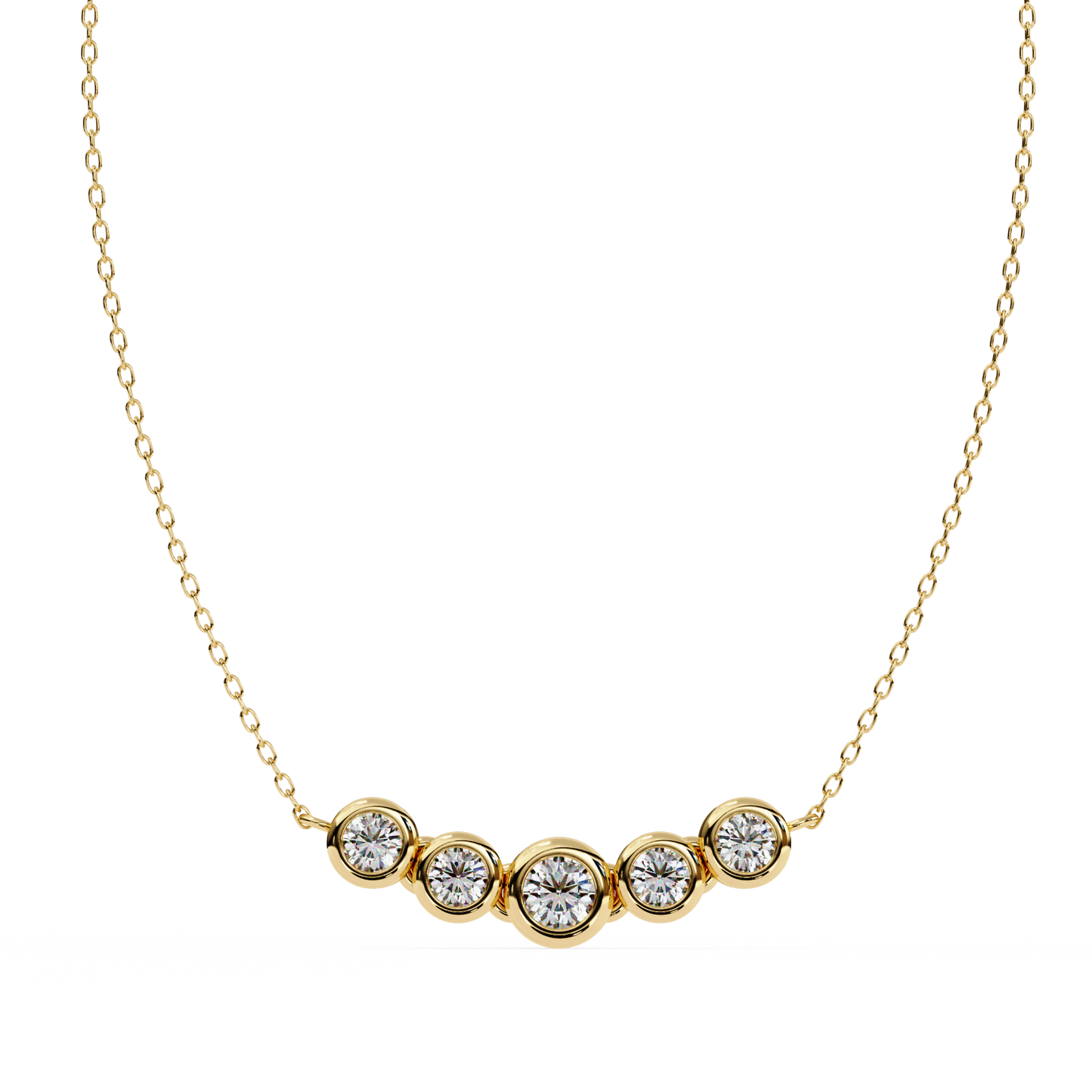 0.30 CTW Graduated Five-Stone Lab-Grown Diamond Bezel Necklace in 14K Gold & Platinum