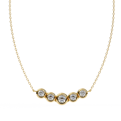 0.30 CTW Graduated Five-Stone Lab-Grown Diamond Bezel Necklace in 14K Gold & Platinum