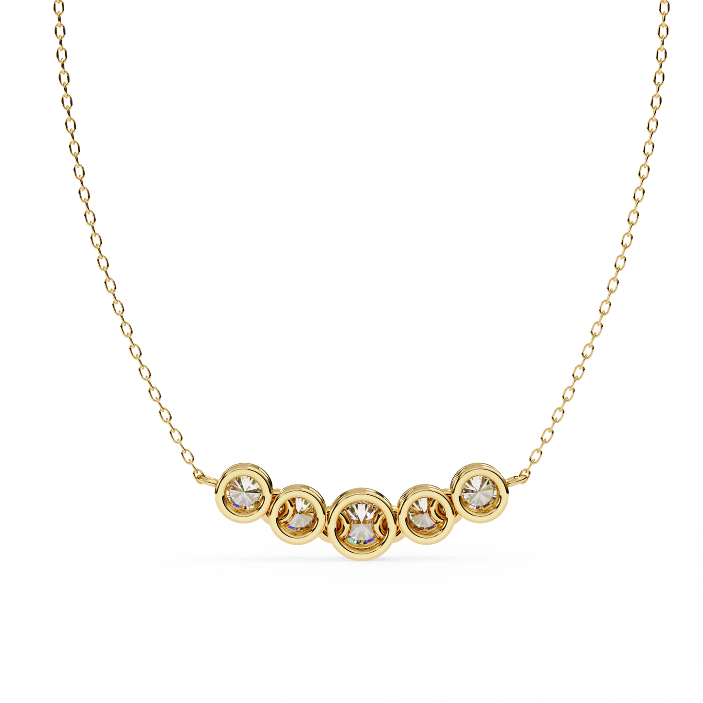 0.30 CTW Graduated Five-Stone Lab-Grown Diamond Bezel Necklace in 14K Gold & Platinum