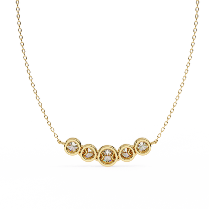 0.30 CTW Graduated Five-Stone Lab-Grown Diamond Bezel Necklace in 14K Gold & Platinum