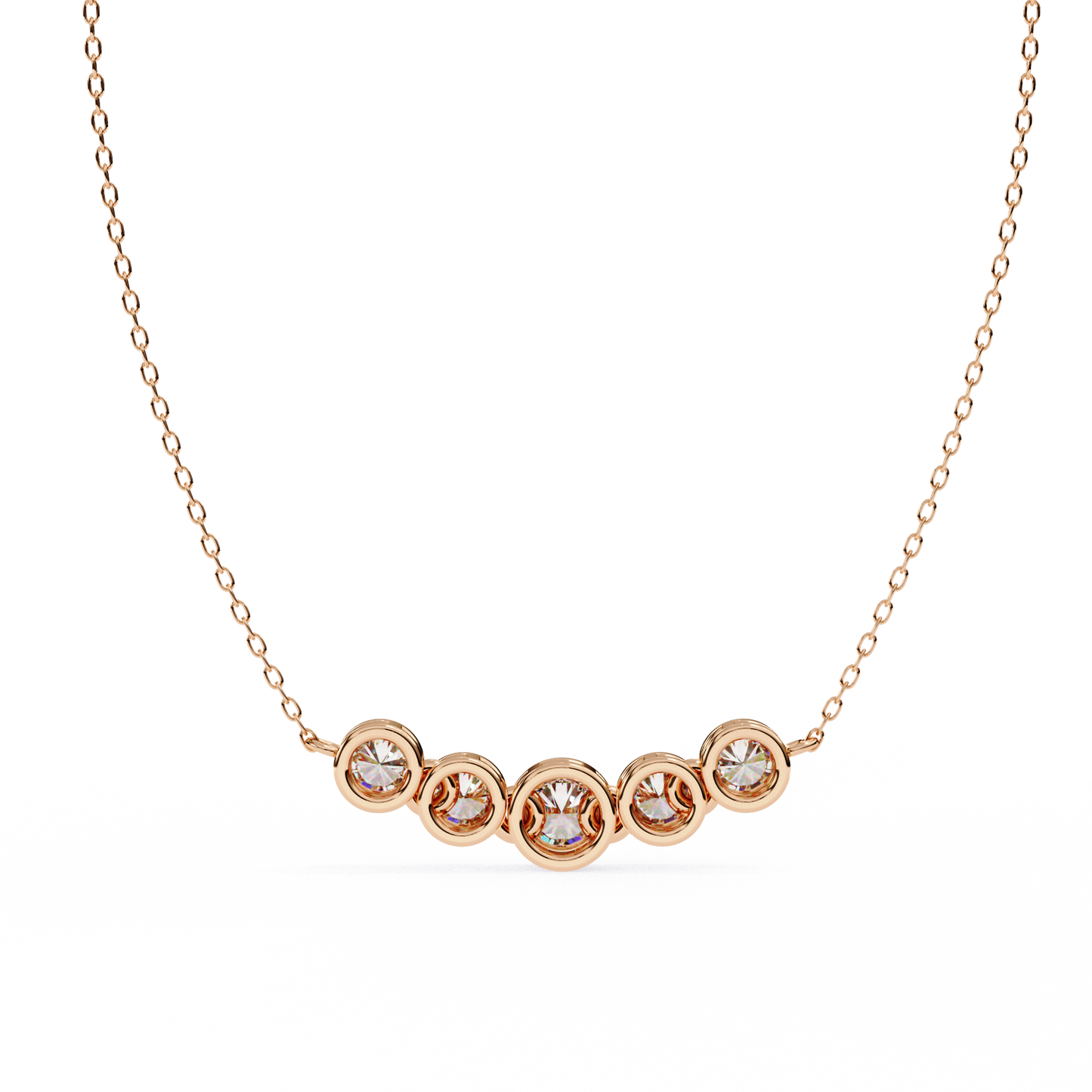 0.30 CTW Graduated Five-Stone Lab-Grown Diamond Bezel Necklace in 14K Gold & Platinum
