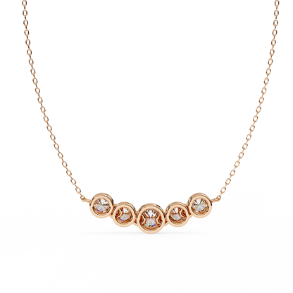0.30 CTW Graduated Five-Stone Lab-Grown Diamond Bezel Necklace in 14K Gold & Platinum