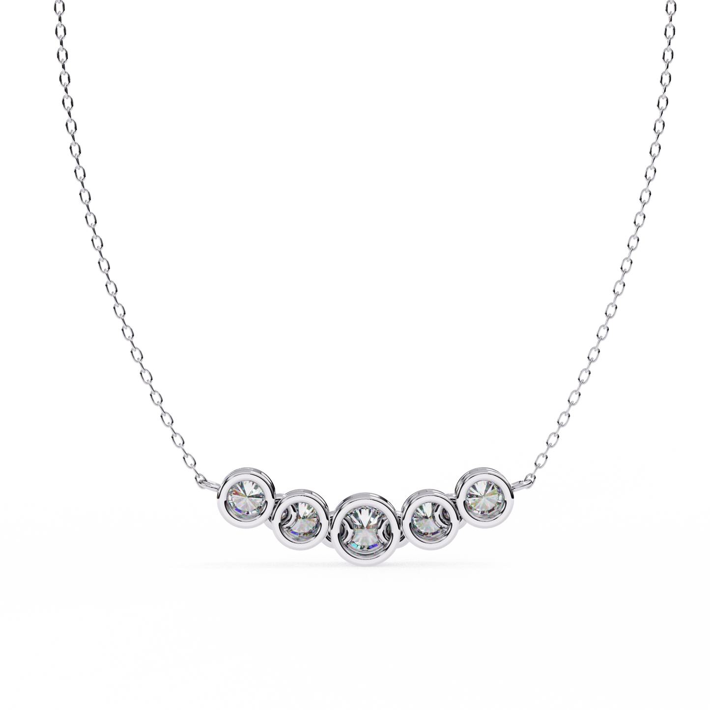 0.30 CTW Graduated Five-Stone Lab-Grown Diamond Bezel Necklace in 14K Gold & Platinum
