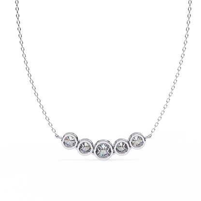 0.30 CTW Graduated Five-Stone Lab-Grown Diamond Bezel Necklace in 14K Gold & Platinum