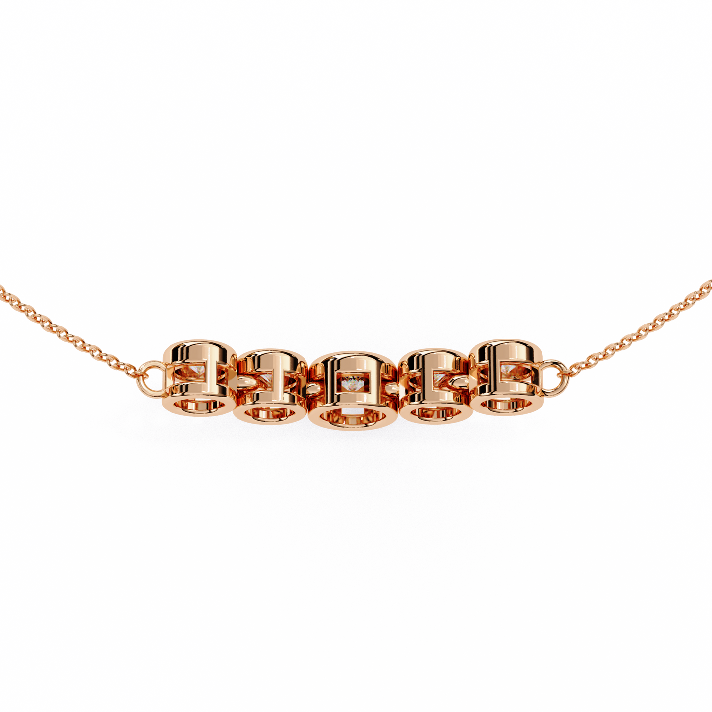 0.30 CTW Graduated Five-Stone Lab-Grown Diamond Bezel Necklace in 14K Gold & Platinum