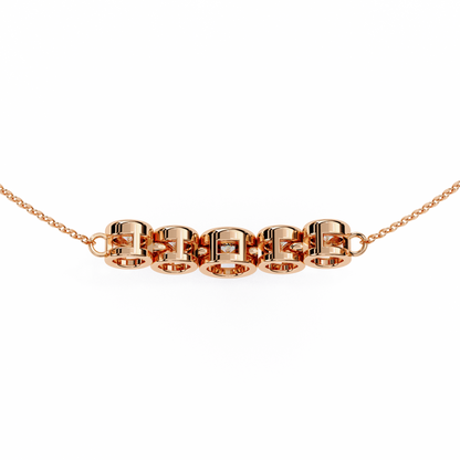 0.30 CTW Graduated Five-Stone Lab-Grown Diamond Bezel Necklace in 14K Gold & Platinum
