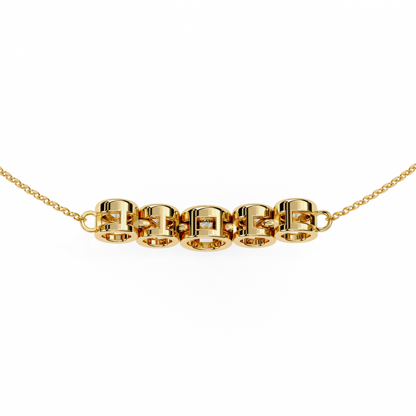 0.30 CTW Graduated Five-Stone Lab-Grown Diamond Bezel Necklace in 14K Gold & Platinum