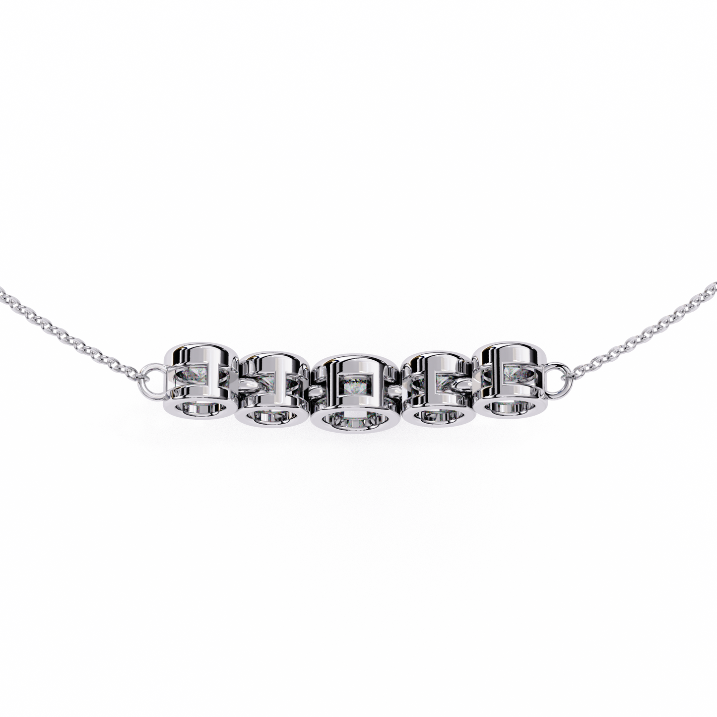 0.30 CTW Graduated Five-Stone Lab-Grown Diamond Bezel Necklace in 14K Gold & Platinum