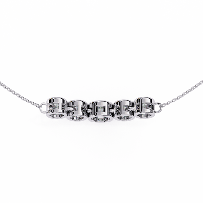 0.30 CTW Graduated Five-Stone Lab-Grown Diamond Bezel Necklace in 14K Gold & Platinum