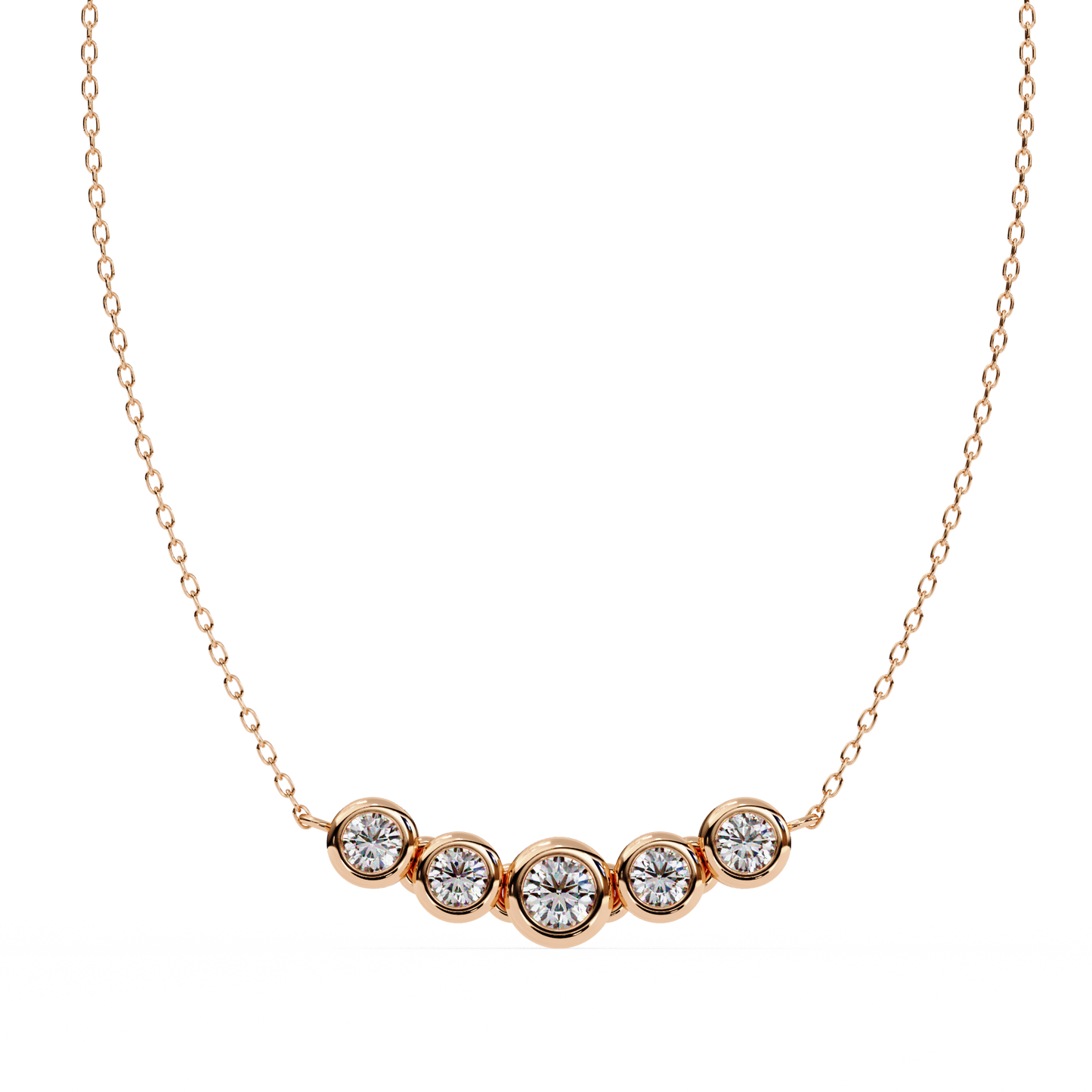 0.30 CTW Graduated Five-Stone Lab-Grown Diamond Bezel Necklace in 14K Gold & Platinum