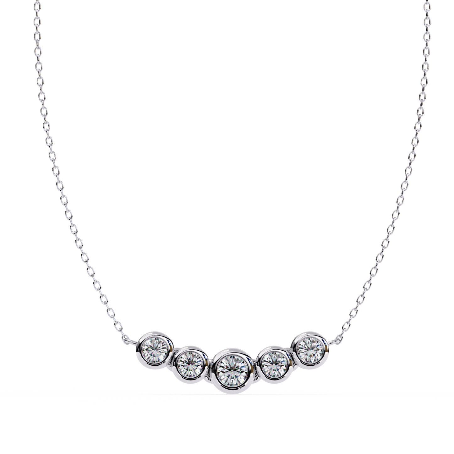 0.30 CTW Graduated Five-Stone Lab-Grown Diamond Bezel Necklace in 14K Gold & Platinum