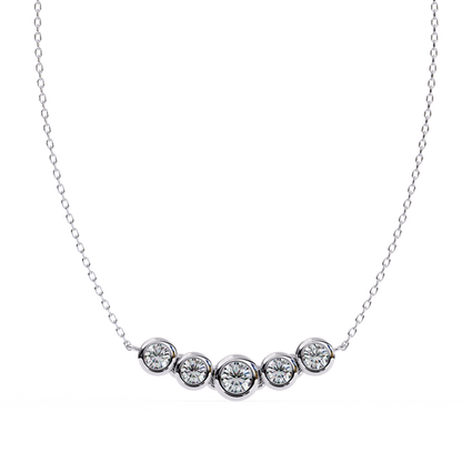 0.30 CTW Graduated Five-Stone Lab-Grown Diamond Bezel Necklace in 14K Gold & Platinum