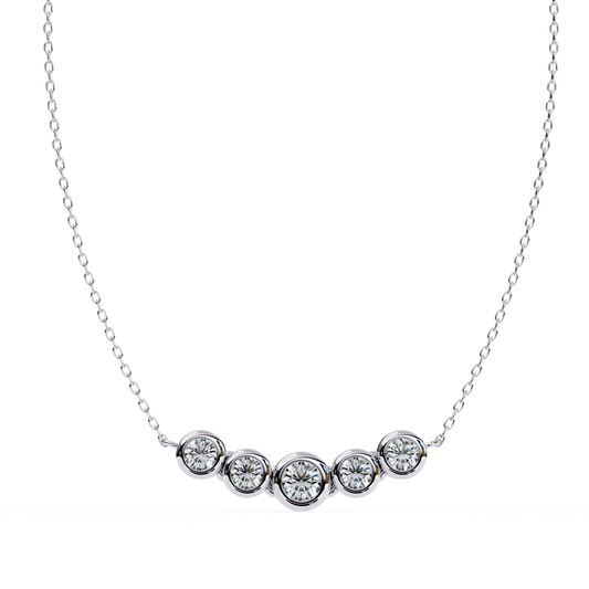 0.30 CTW Graduated Five-Stone Lab-Grown Diamond Bezel Necklace in 14K Gold & Platinum
