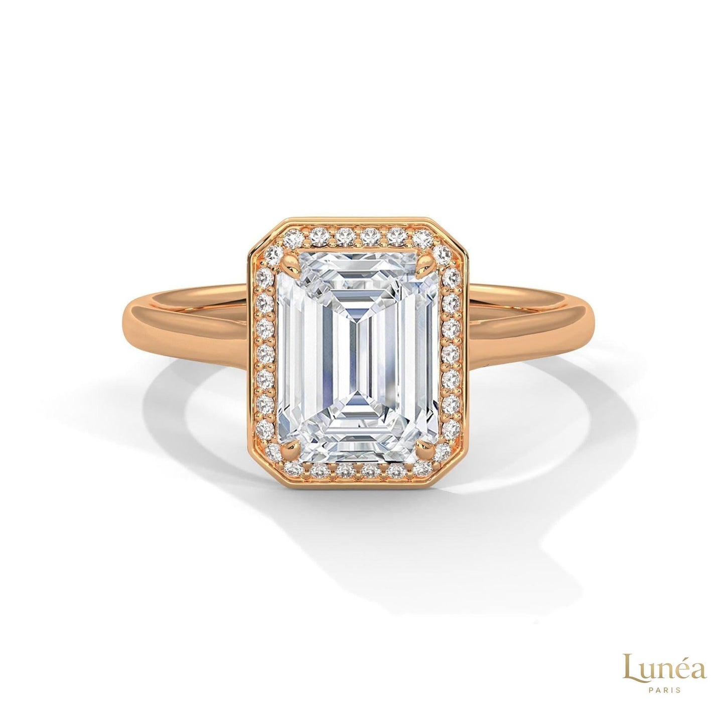2 Ct. Emerald-Cut Lab Diamond Halo Ring