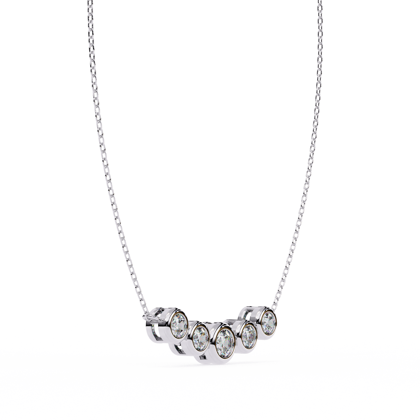 0.30 CTW Graduated Five-Stone Lab-Grown Diamond Bezel Necklace in 14K Gold & Platinum