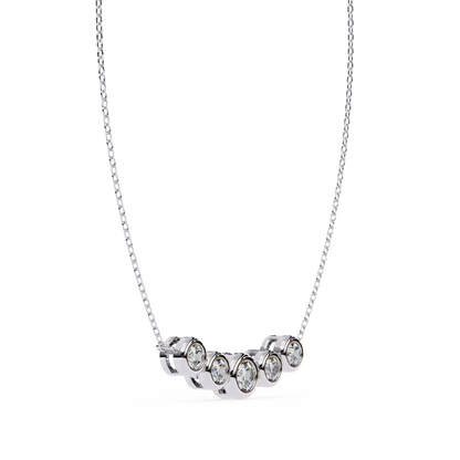 0.30 CTW Graduated Five-Stone Lab-Grown Diamond Bezel Necklace in 14K Gold & Platinum