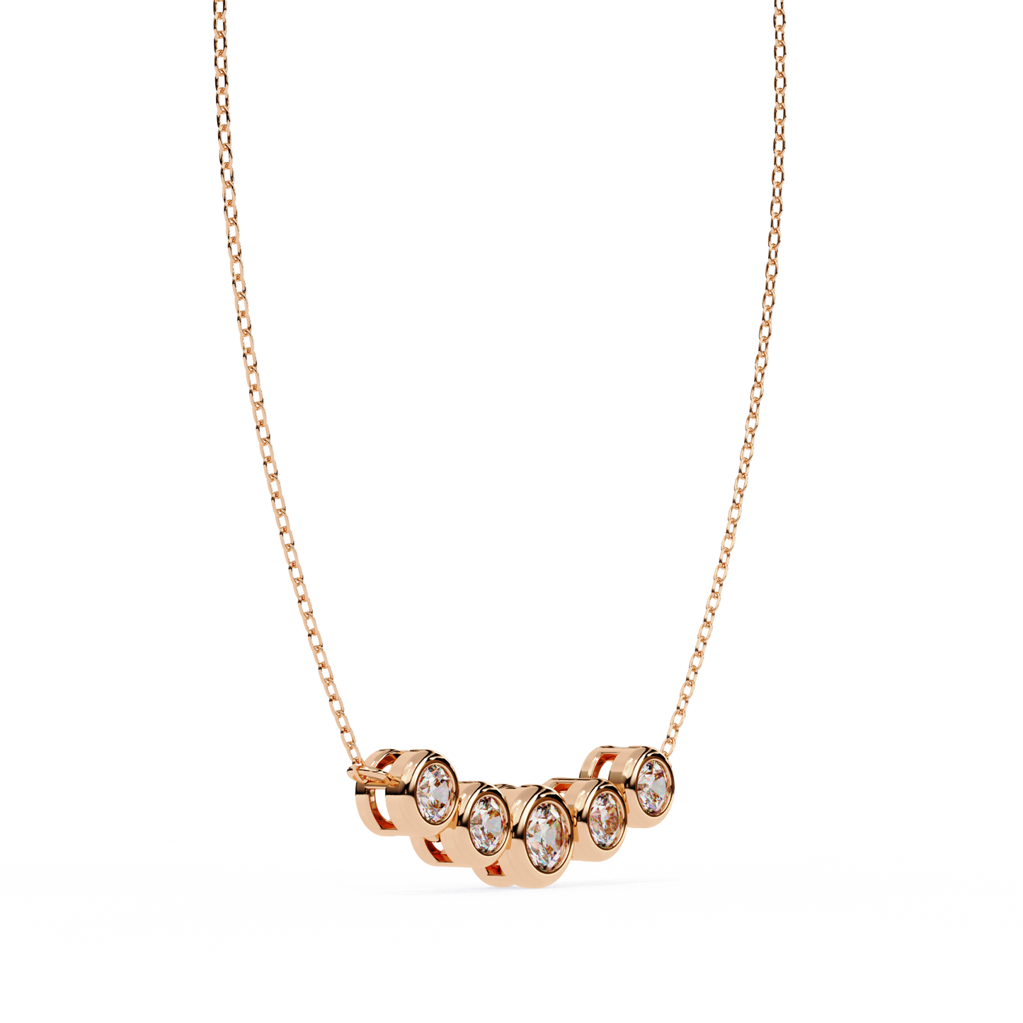 0.30 CTW Graduated Five-Stone Lab-Grown Diamond Bezel Necklace in 14K Gold & Platinum