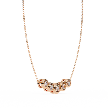 0.30 CTW Graduated Five-Stone Lab-Grown Diamond Bezel Necklace in 14K Gold & Platinum