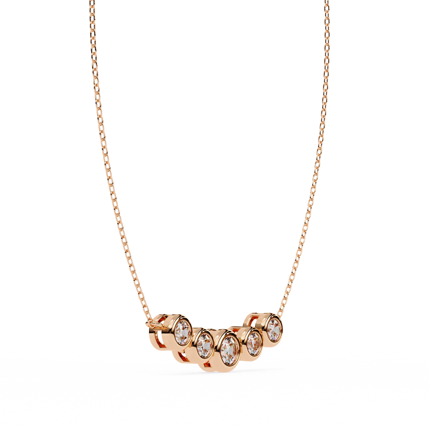 0.30 CTW Graduated Five-Stone Lab-Grown Diamond Bezel Necklace in 14K Gold & Platinum