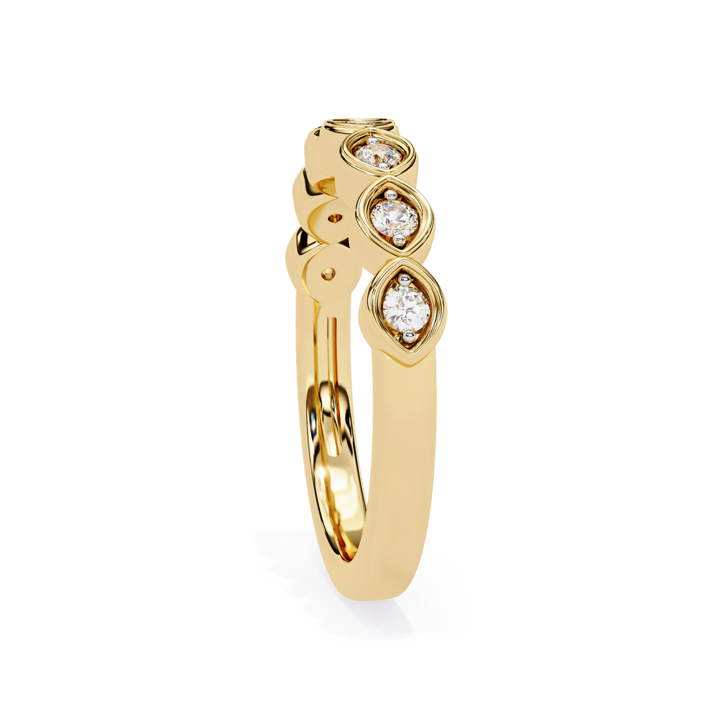 0.21 Ctw Seven Stone Marquise Bezel Lab Grown Diamond Band 14K Gold
