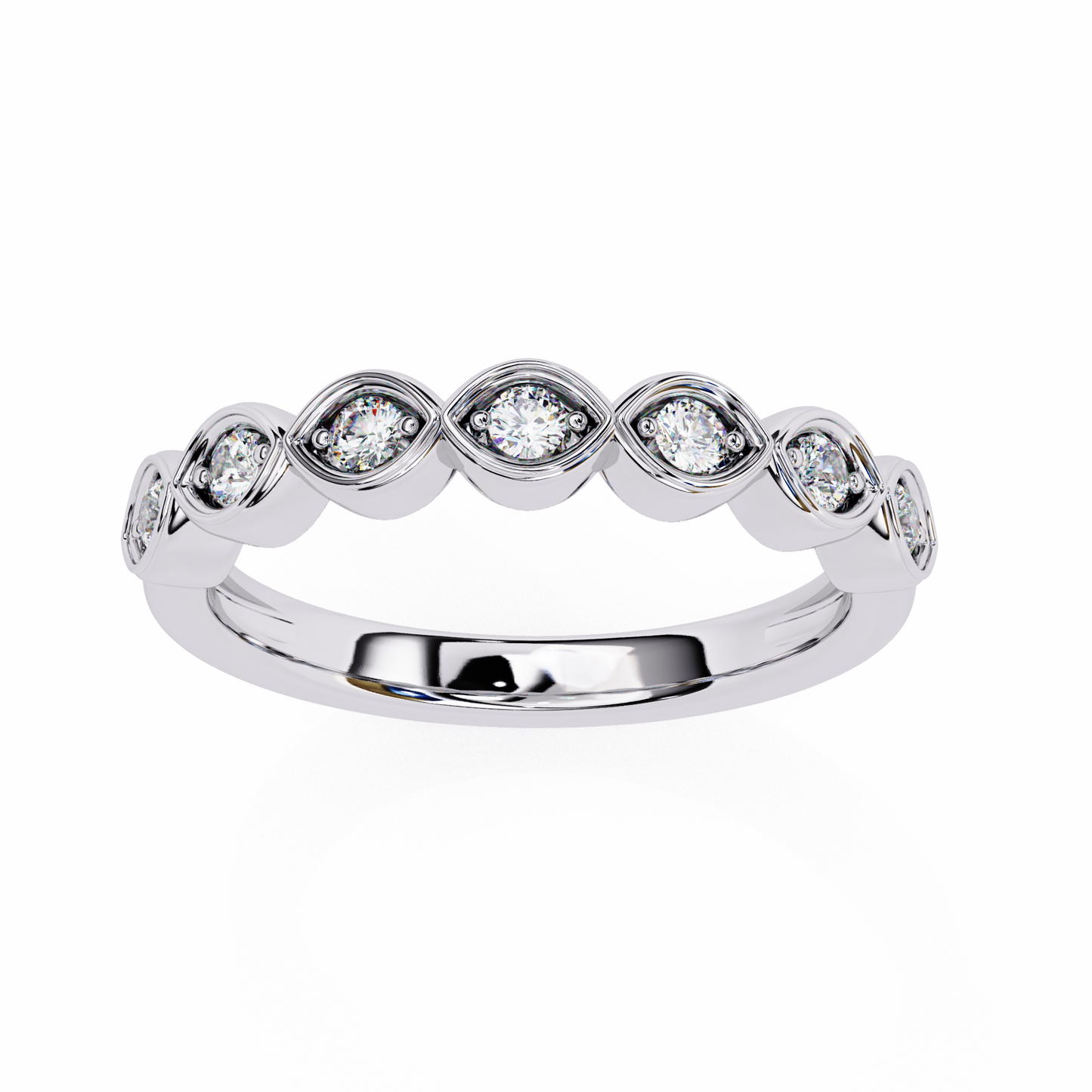 0.21 Ctw Seven Stone Marquise Bezel Lab Grown Diamond Band 14K Gold