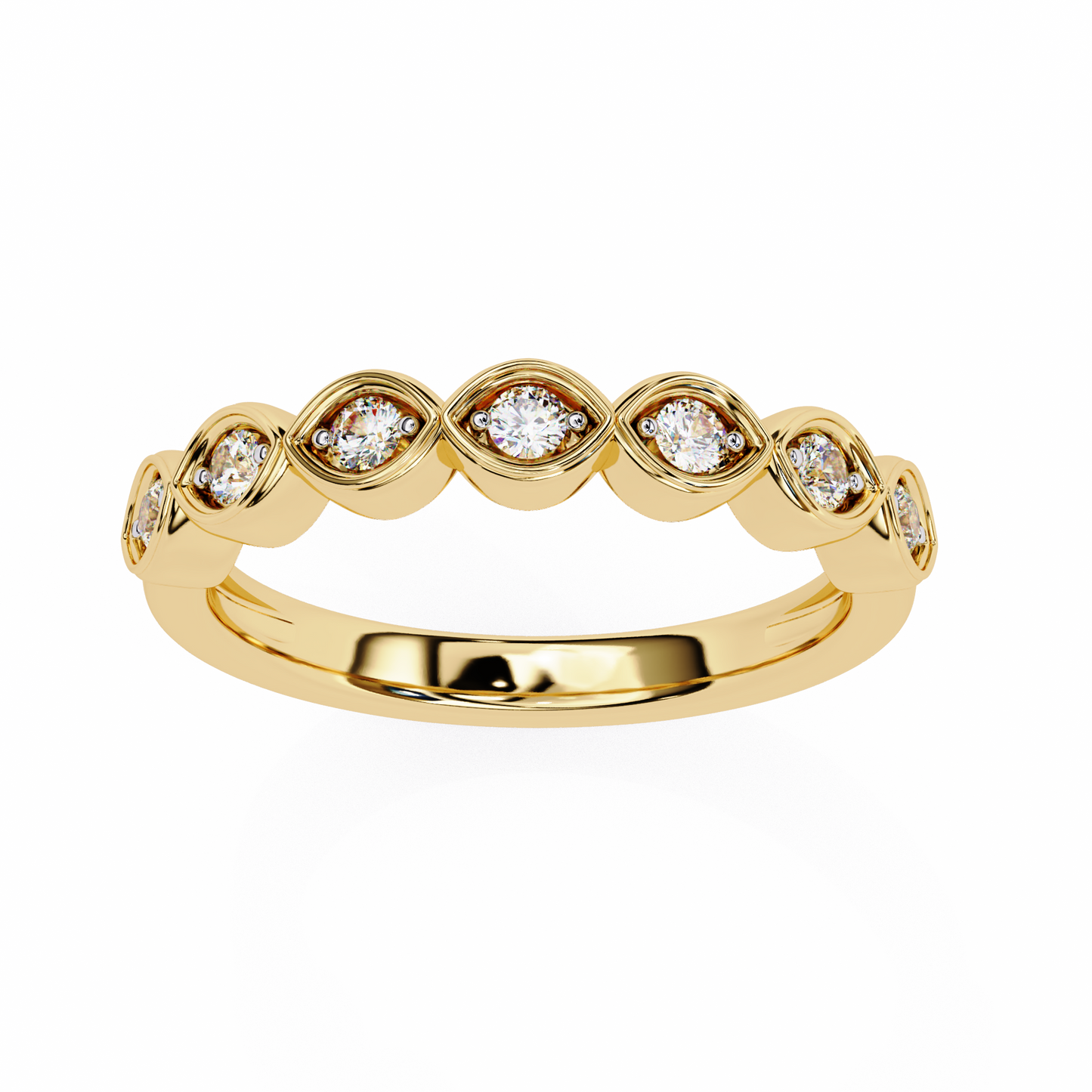 0.21 Ctw Seven Stone Marquise Bezel Lab Grown Diamond Band 14K Gold