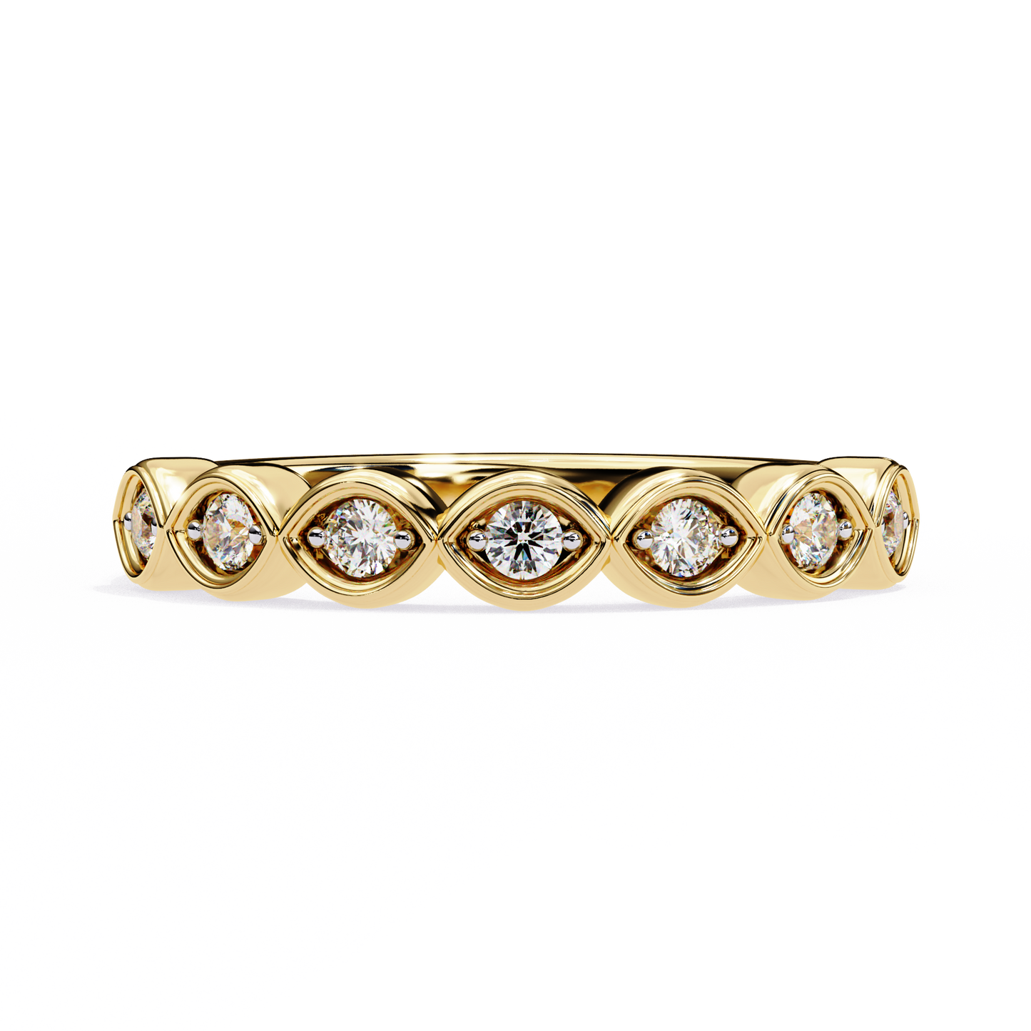 0.21 Ctw Seven Stone Marquise Bezel Lab Grown Diamond Band 14K Gold