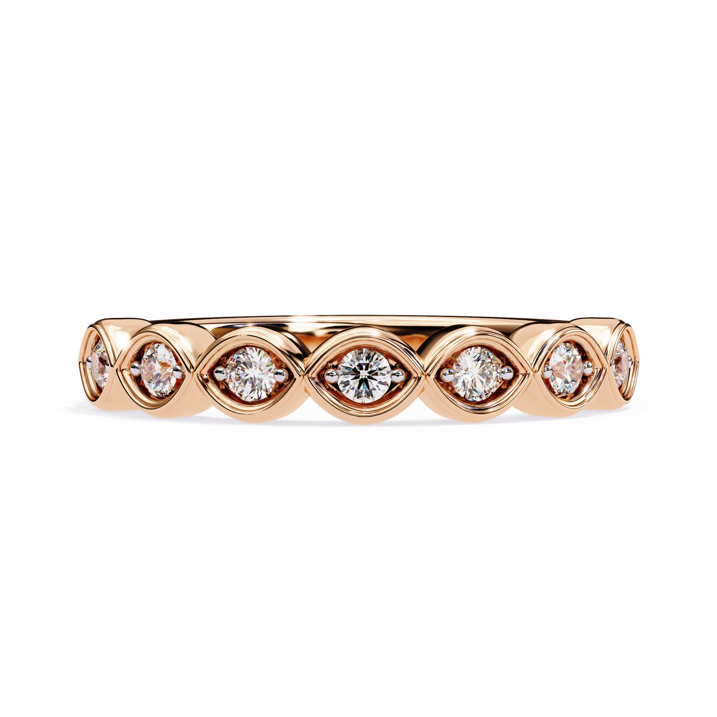0.21 Ctw Seven Stone Marquise Bezel Lab Grown Diamond Band 14K Gold