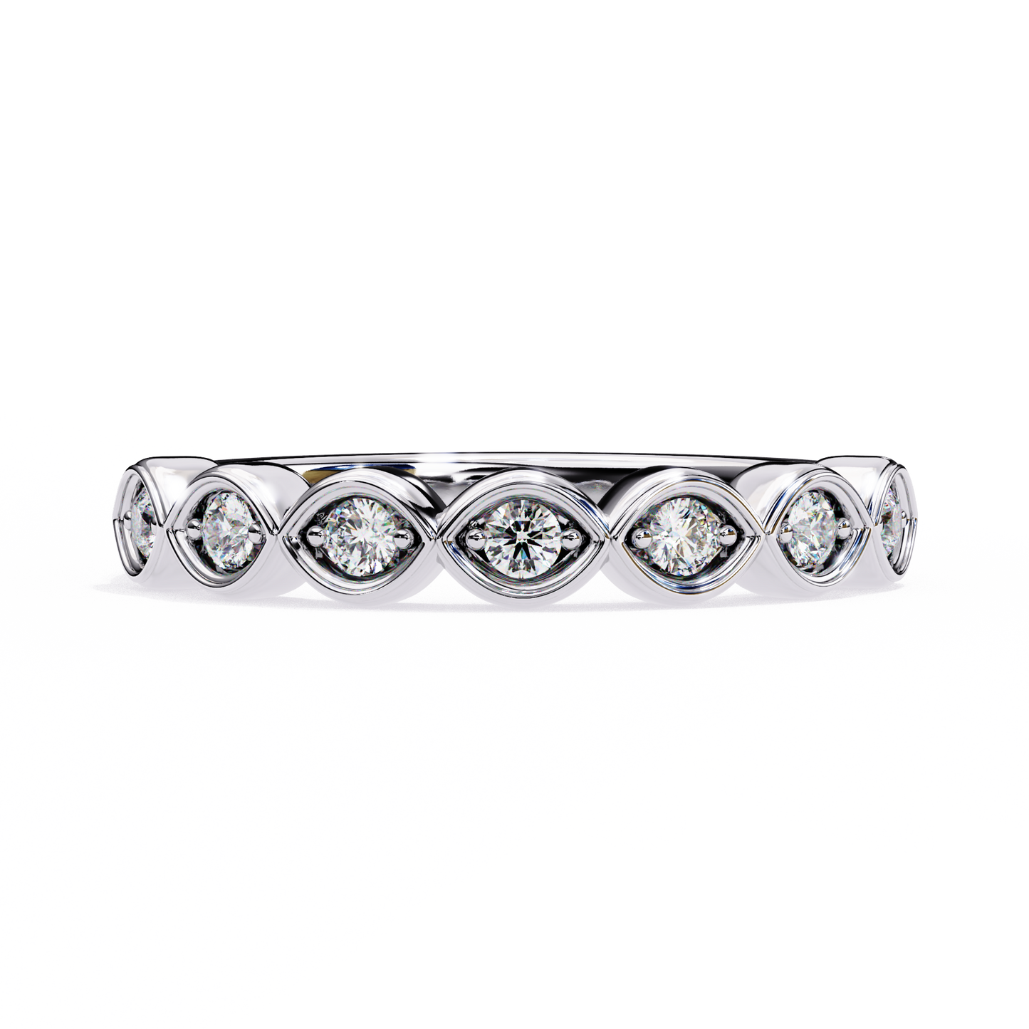 0.21 Ctw Seven Stone Marquise Bezel Lab Grown Diamond Band 14K Gold