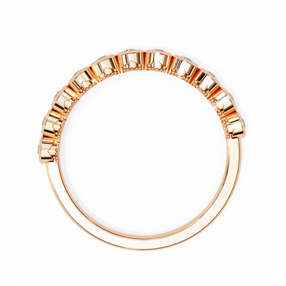 0.17 Ctw Eleven Stone Round Lab Grown Diamond Bezel Half Eternity Band 14K Gold