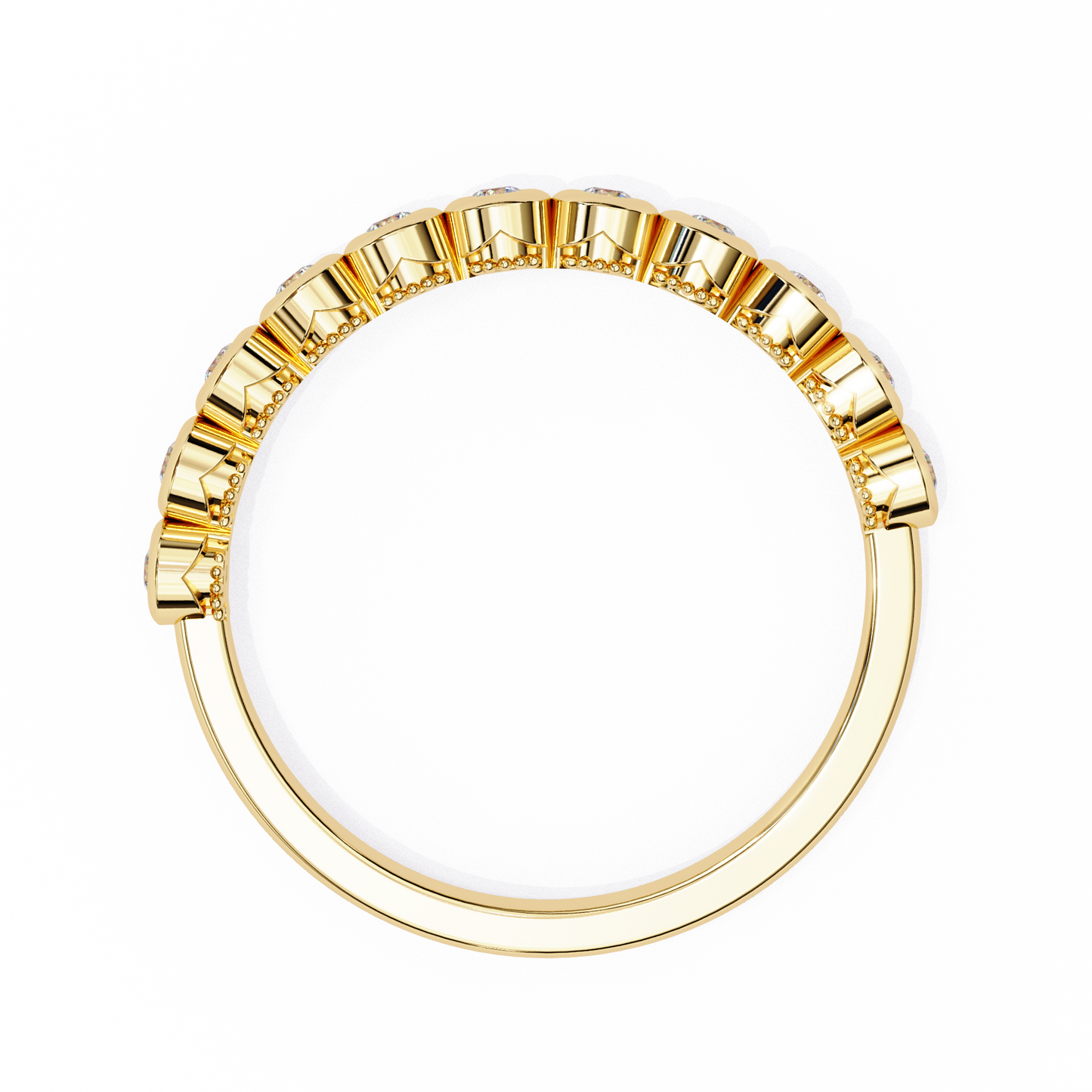 0.17 Ctw Eleven Stone Round Lab Grown Diamond Bezel Half Eternity Band 14K Gold
