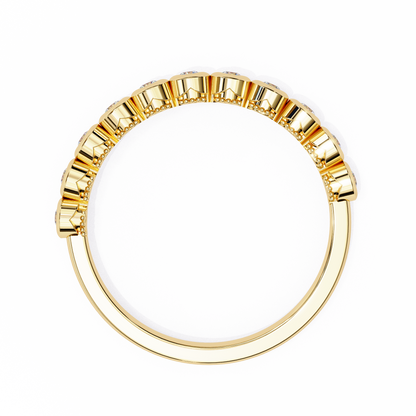 0.17 Ctw Eleven Stone Round Lab Grown Diamond Bezel Half Eternity Band 14K Gold