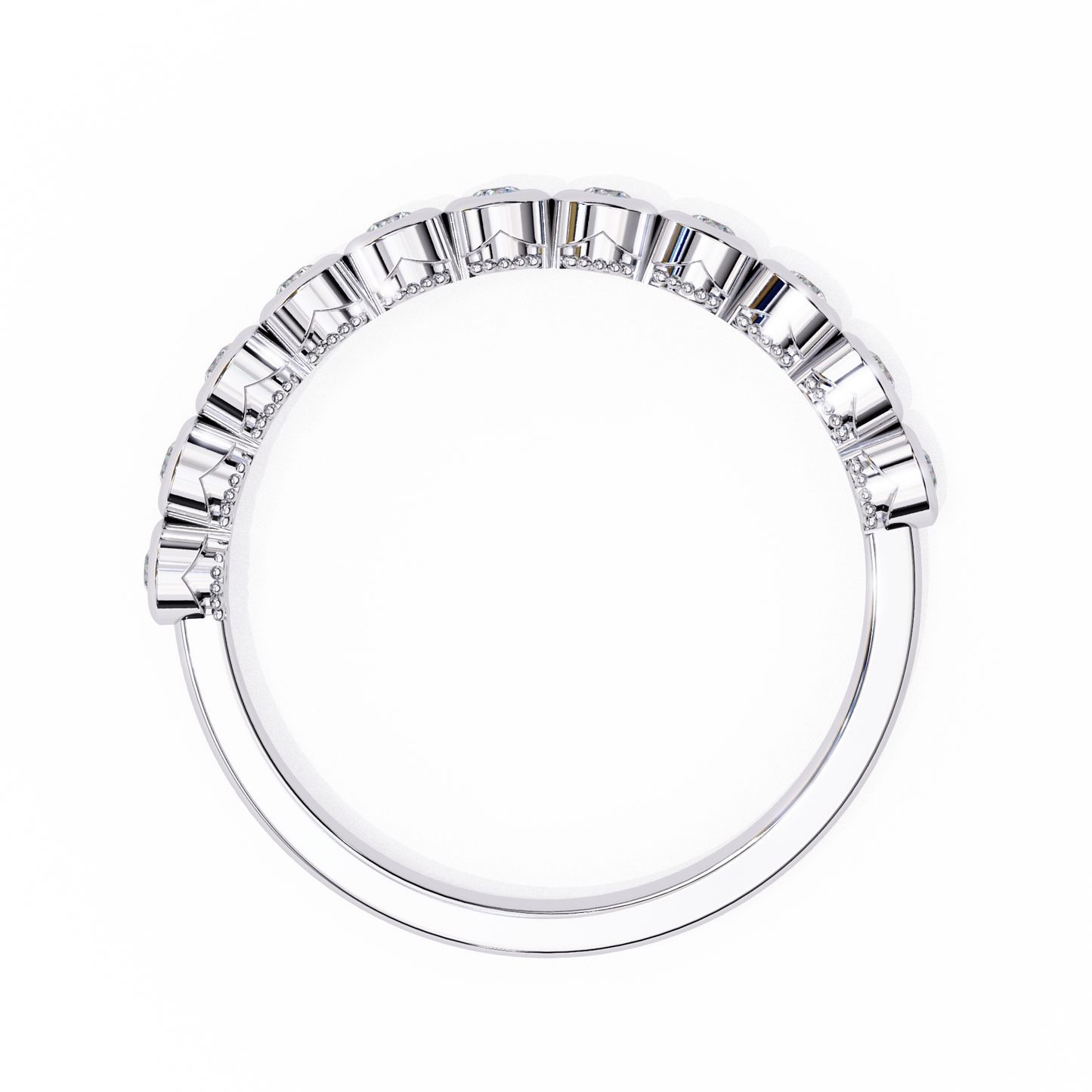 0.17 Ctw Eleven Stone Round Lab Grown Diamond Bezel Half Eternity Band 14K Gold