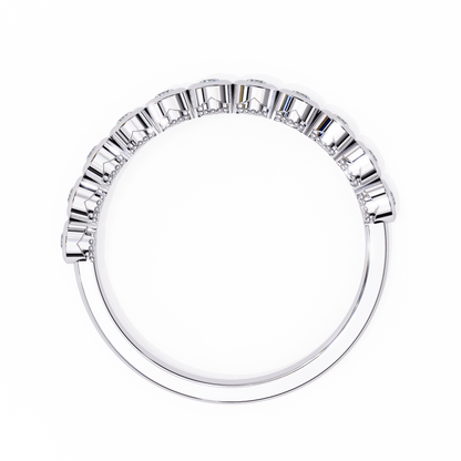 0.17 Ctw Eleven Stone Round Lab Grown Diamond Bezel Half Eternity Band 14K Gold