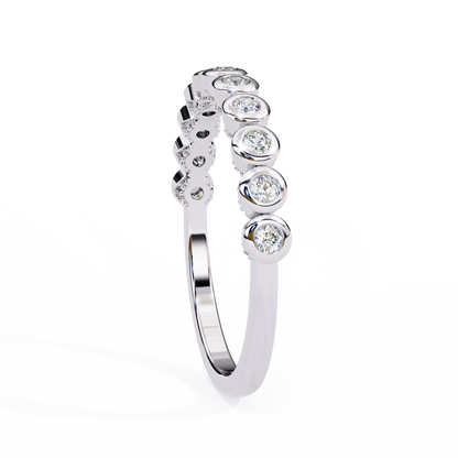 0.17 Ctw Eleven Stone Round Lab Grown Diamond Bezel Half Eternity Band 14K Gold