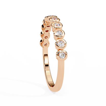 0.17 Ctw Eleven Stone Round Lab Grown Diamond Bezel Half Eternity Band 14K Gold