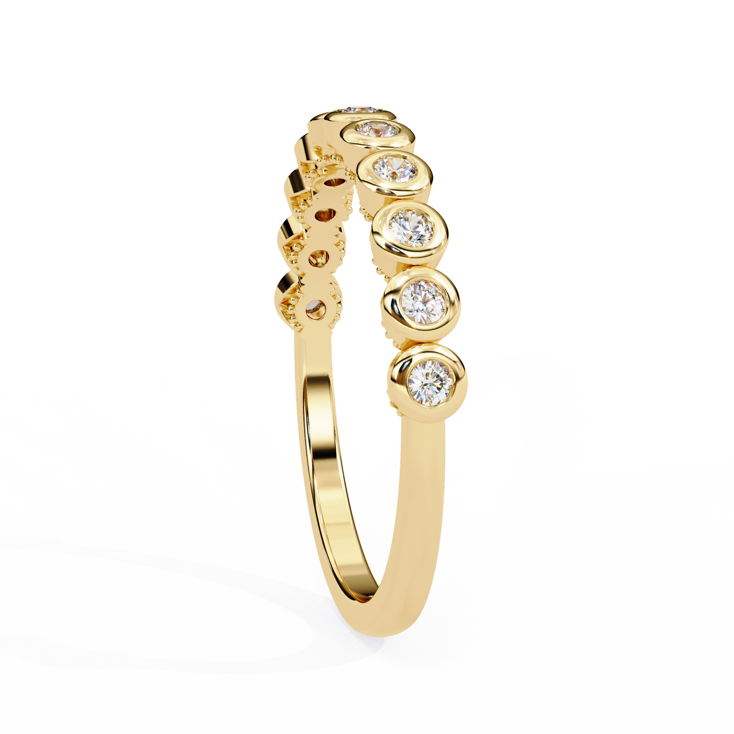 0.17 Ctw Eleven Stone Round Lab Grown Diamond Bezel Half Eternity Band 14K Gold
