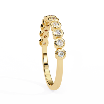0.17 Ctw Eleven Stone Round Lab Grown Diamond Bezel Half Eternity Band 14K Gold
