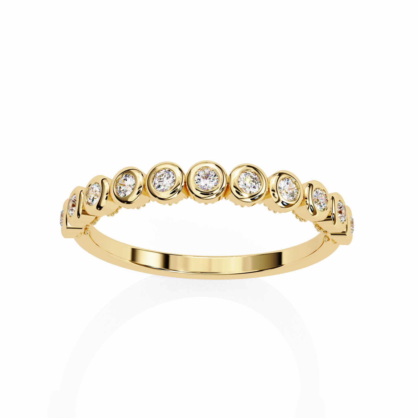 0.17 Ctw Eleven Stone Round Lab Grown Diamond Bezel Half Eternity Band 14K Gold