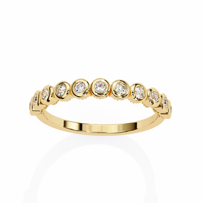 0.17 Ctw Eleven Stone Round Lab Grown Diamond Bezel Half Eternity Band 14K Gold