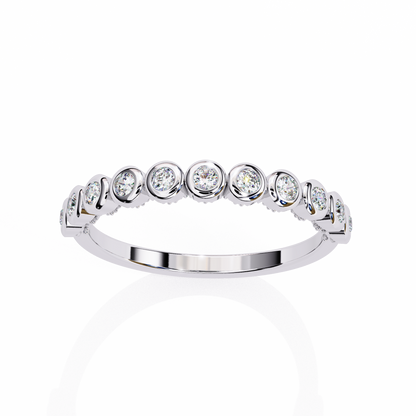 0.17 Ctw Eleven Stone Round Lab Grown Diamond Bezel Half Eternity Band 14K Gold