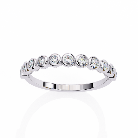 0.17 Ctw Eleven Stone Round Lab Grown Diamond Bezel Half Eternity Band 14K Gold