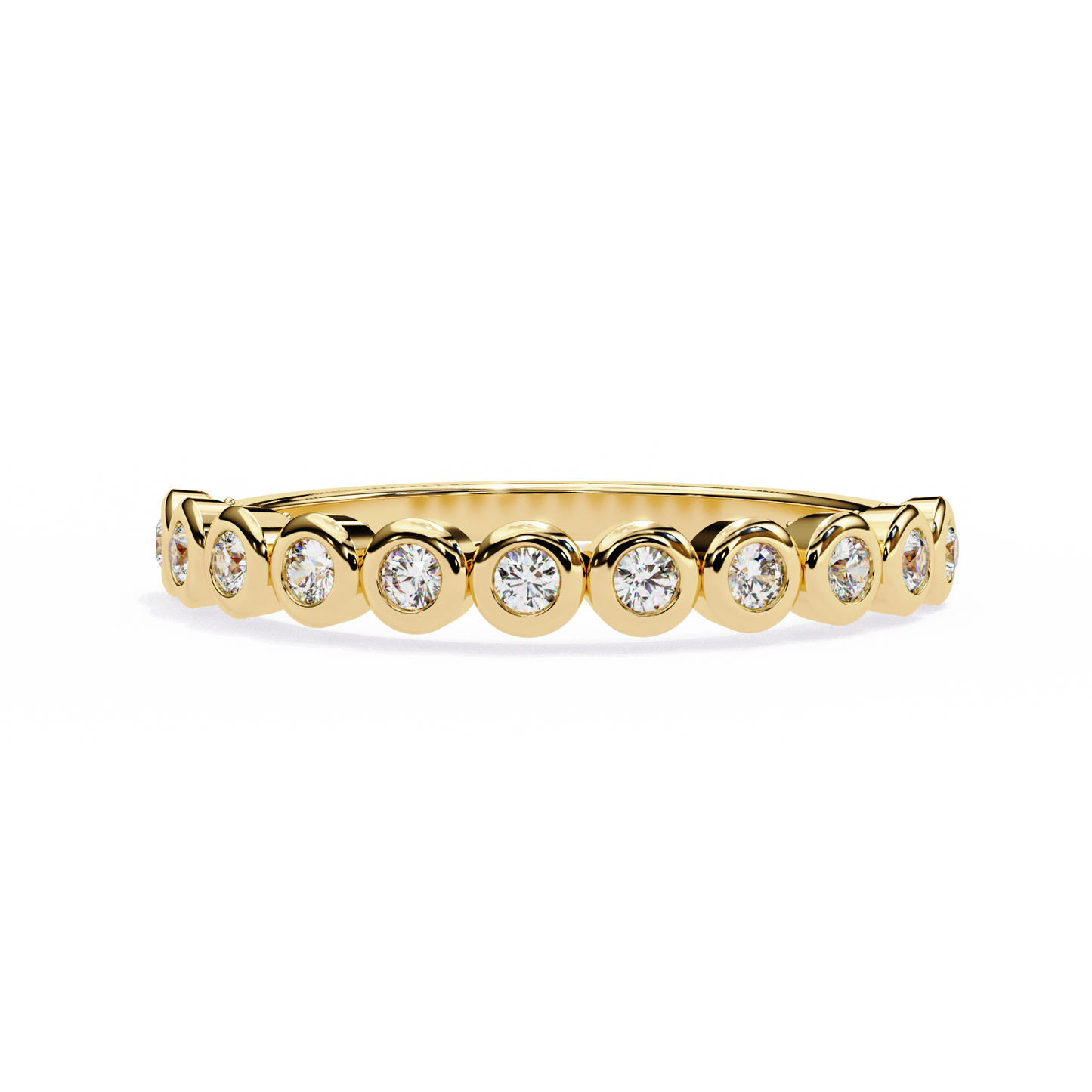 0.17 Ctw Eleven Stone Round Lab Grown Diamond Bezel Half Eternity Band 14K Gold