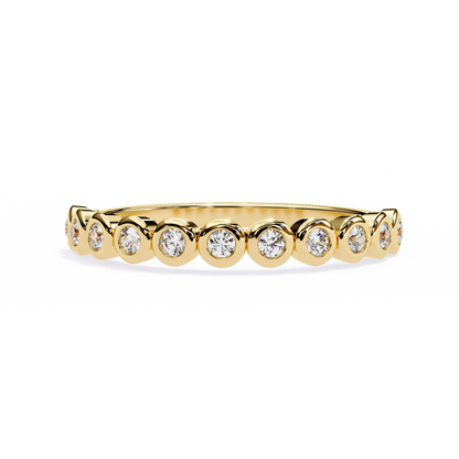 0.17 Ctw Eleven Stone Round Lab Grown Diamond Bezel Half Eternity Band 14K Gold