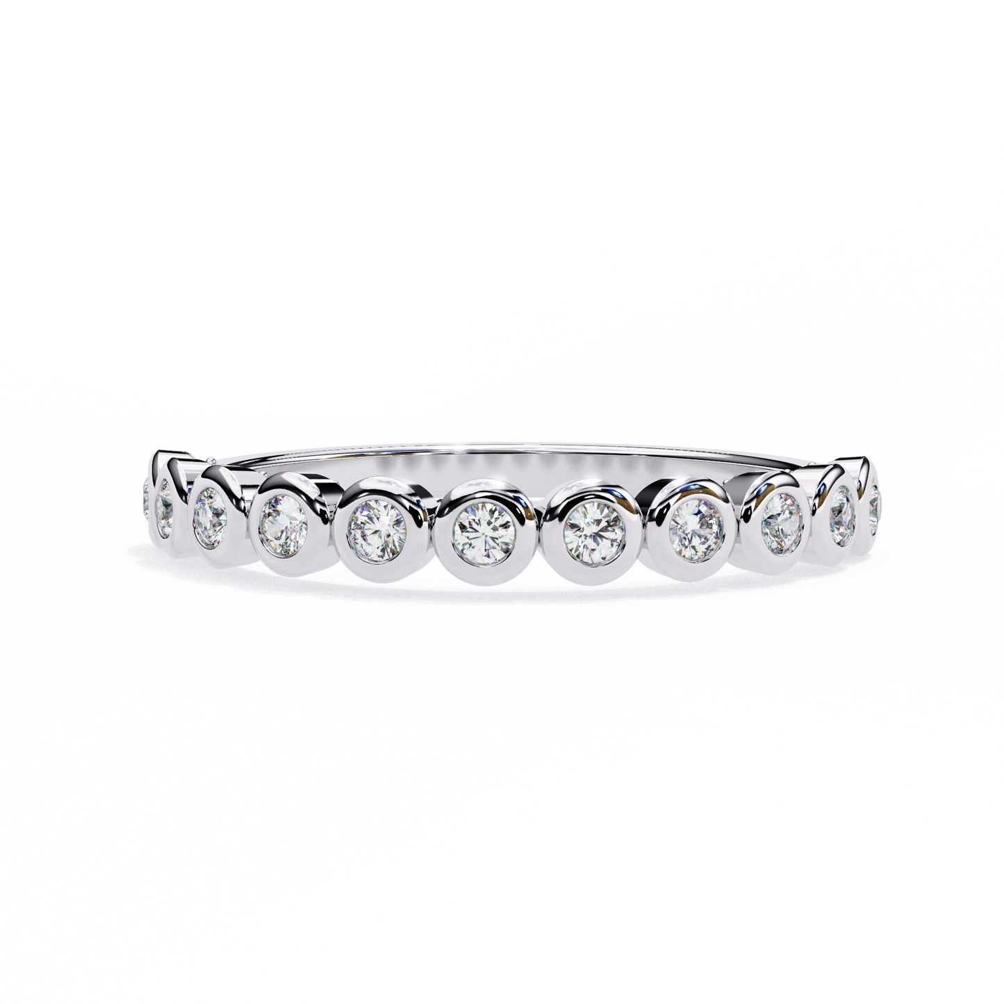 0.17 Ctw Eleven Stone Round Lab Grown Diamond Bezel Half Eternity Band 14K Gold