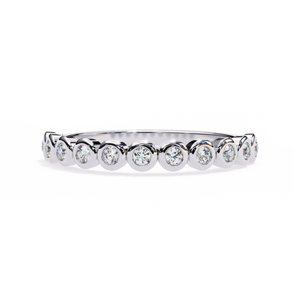 0.17 Ctw Eleven Stone Round Lab Grown Diamond Bezel Half Eternity Band 14K Gold