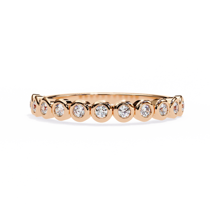 0.17 Ctw Eleven Stone Round Lab Grown Diamond Bezel Half Eternity Band 14K Gold