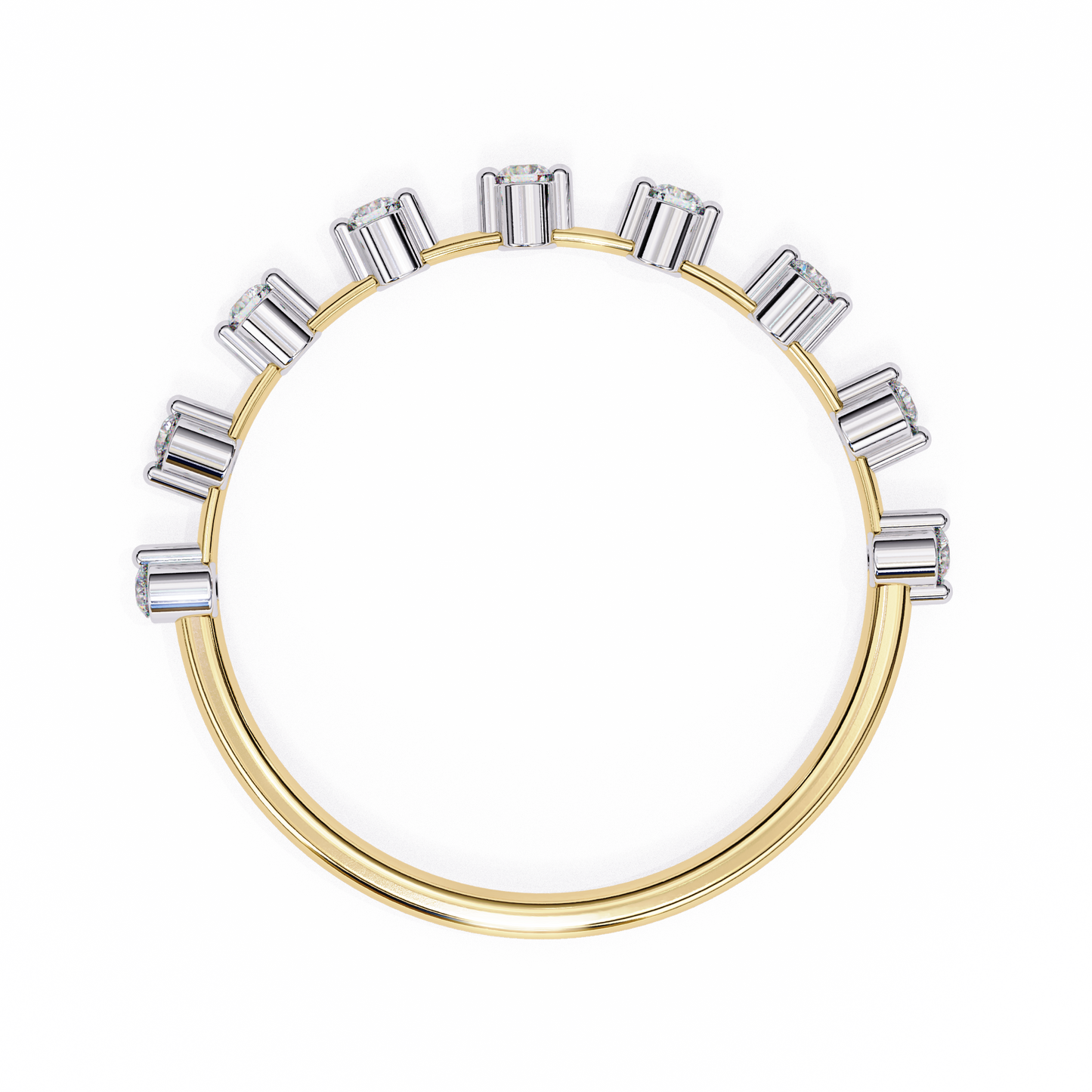 0.11 CTW Nine Stone Round Lab Grown Diamond Station Band In 14K Gold